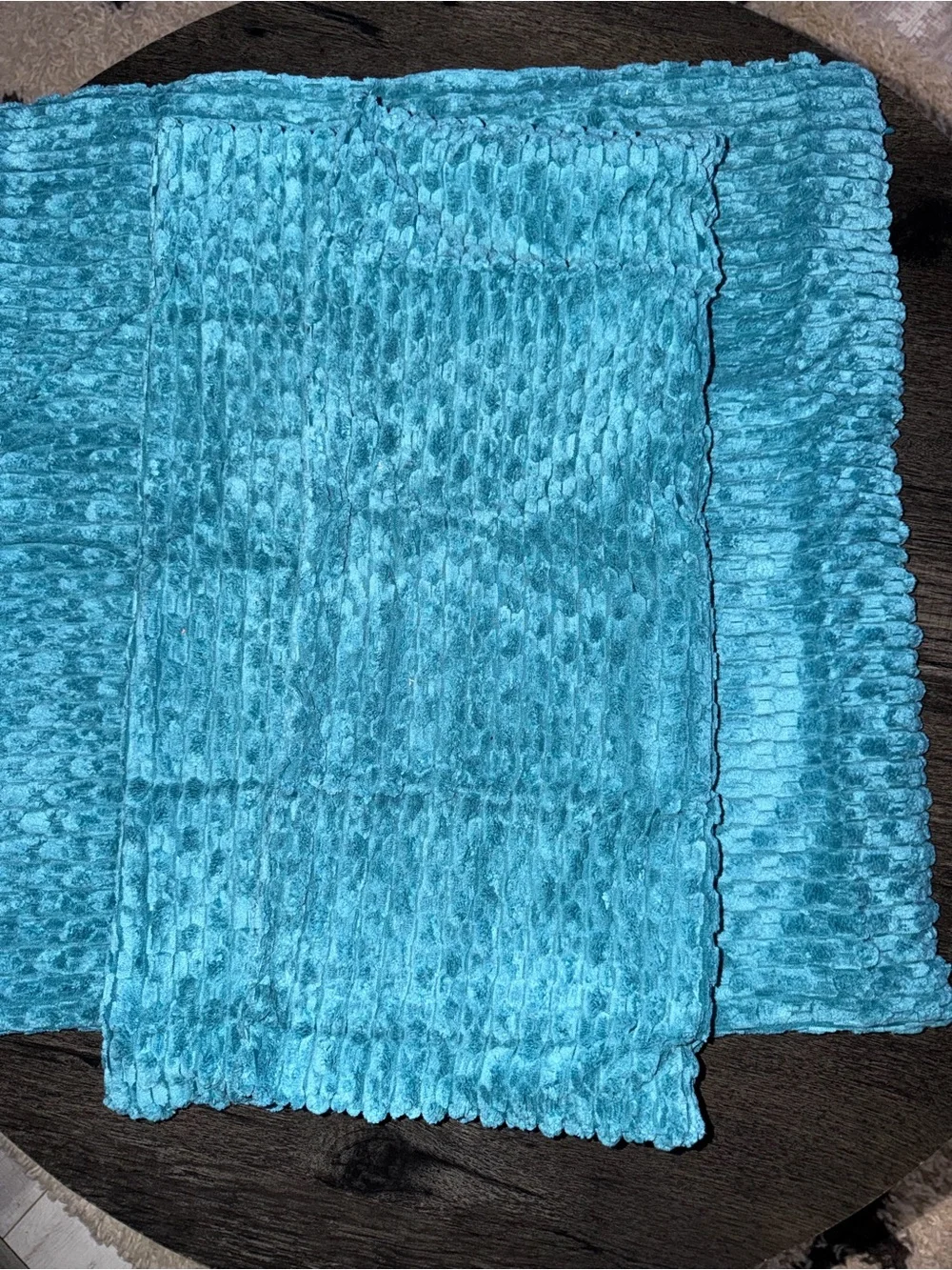 Textured Teal Knit Throw Pillow Cover Pair